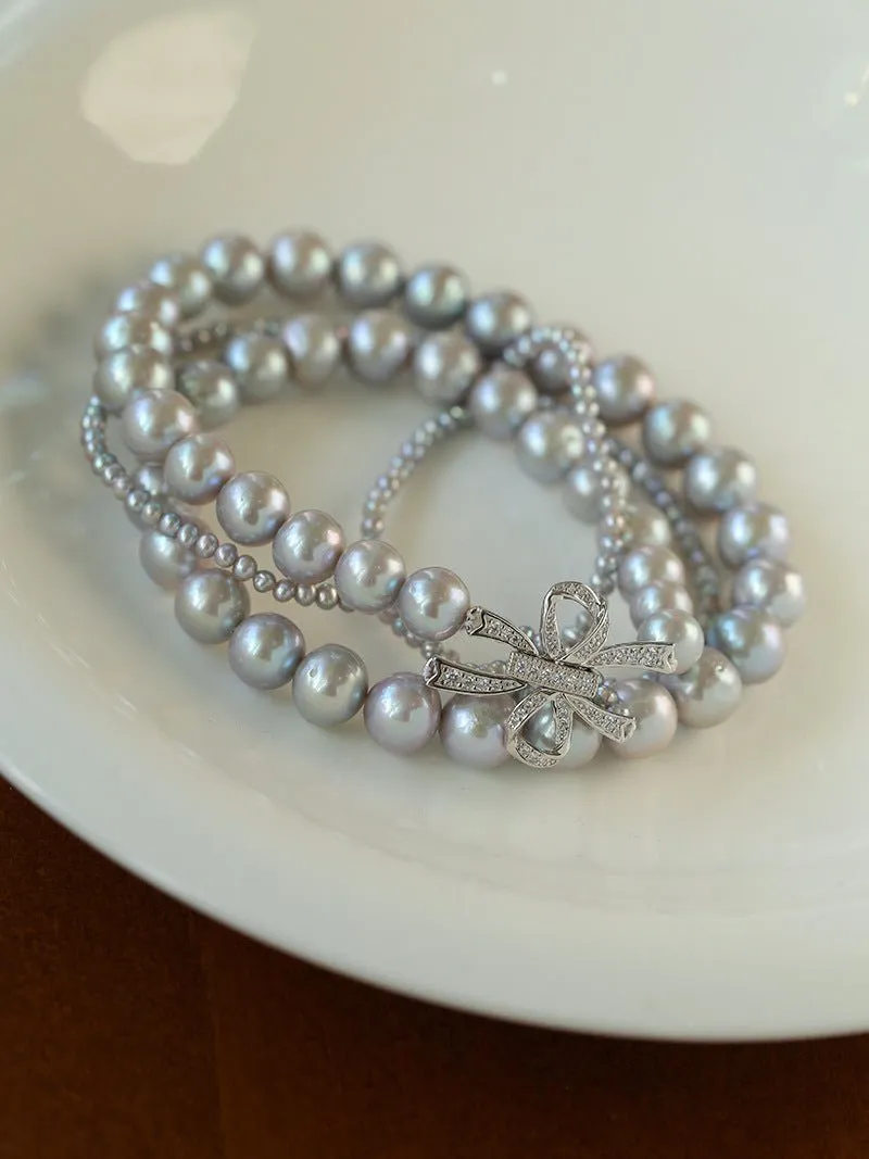 Double-Layer Freshwater Gray Pearl Necklace