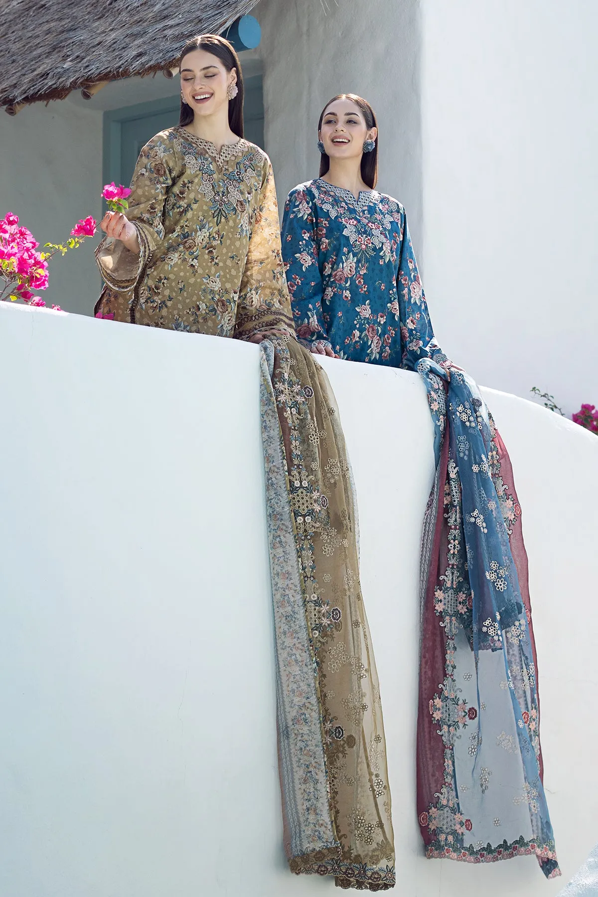 EMBROIDERED PRINTED LAWN UF-554