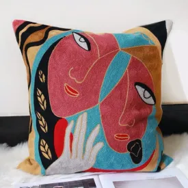 Embroidered Twin Sisters Cushion Cover