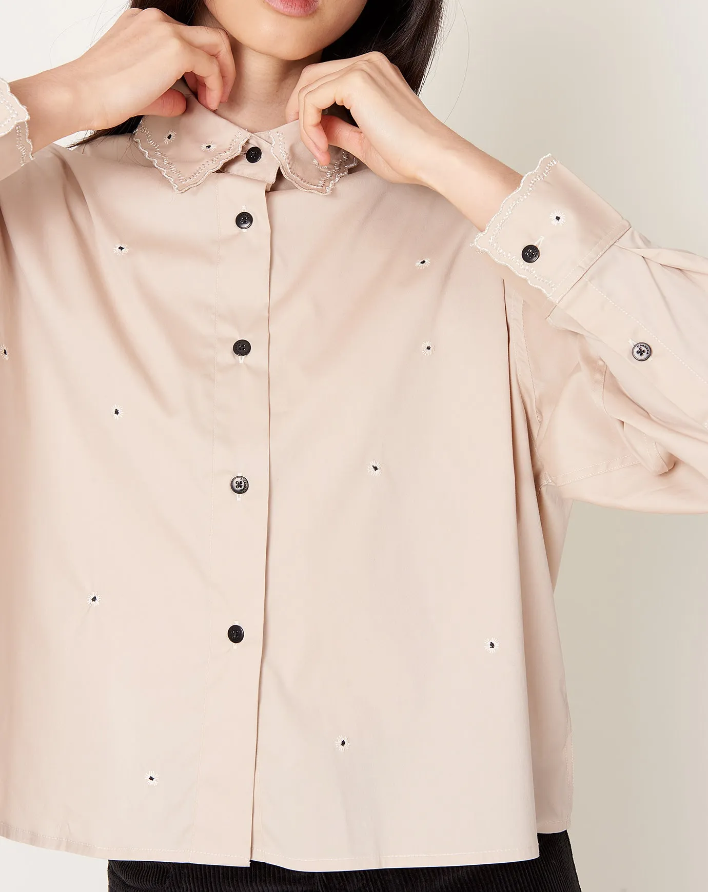 Embroidery Shirt in Beige