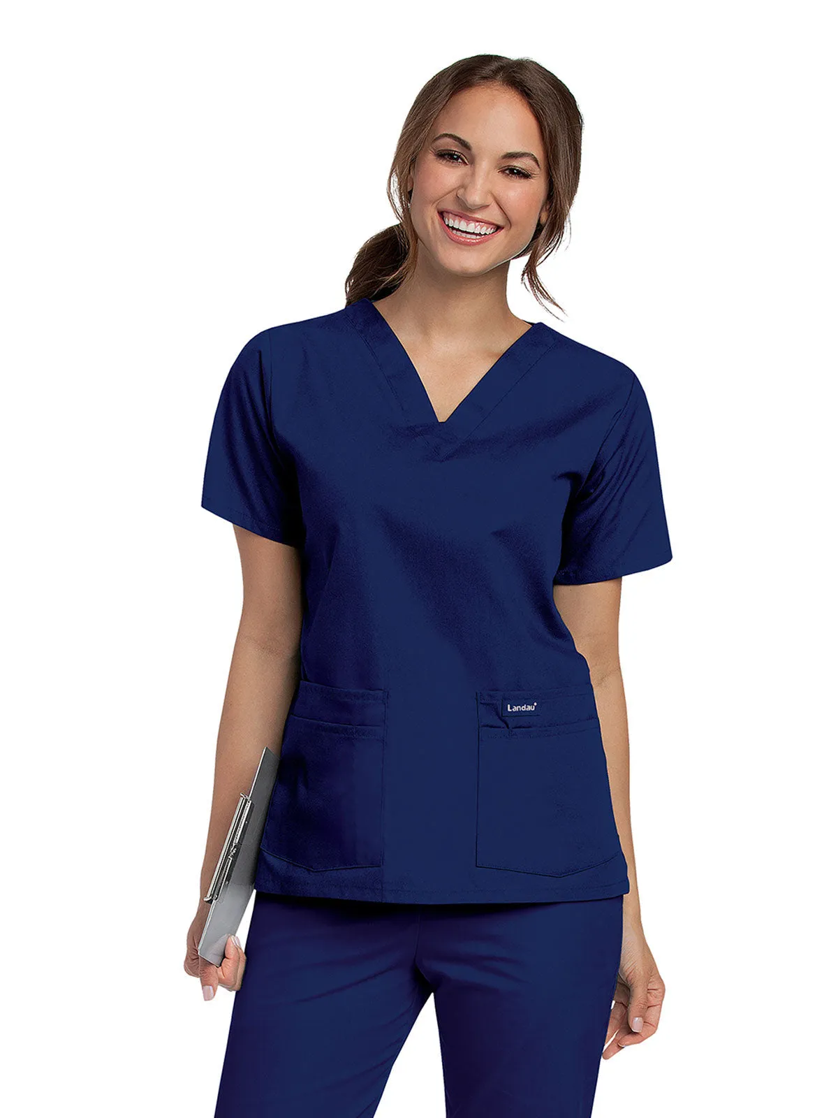 Essentials - Women's 4-Pocket V-Neck Scrub Top (2)