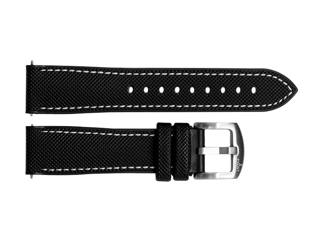 Evant Black/White Sailcloth Rubber Strap