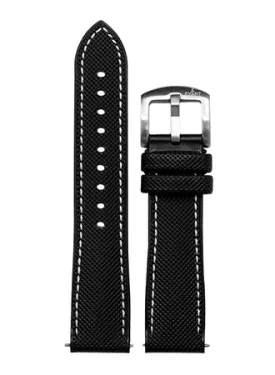 Evant Black/White Sailcloth Rubber Strap