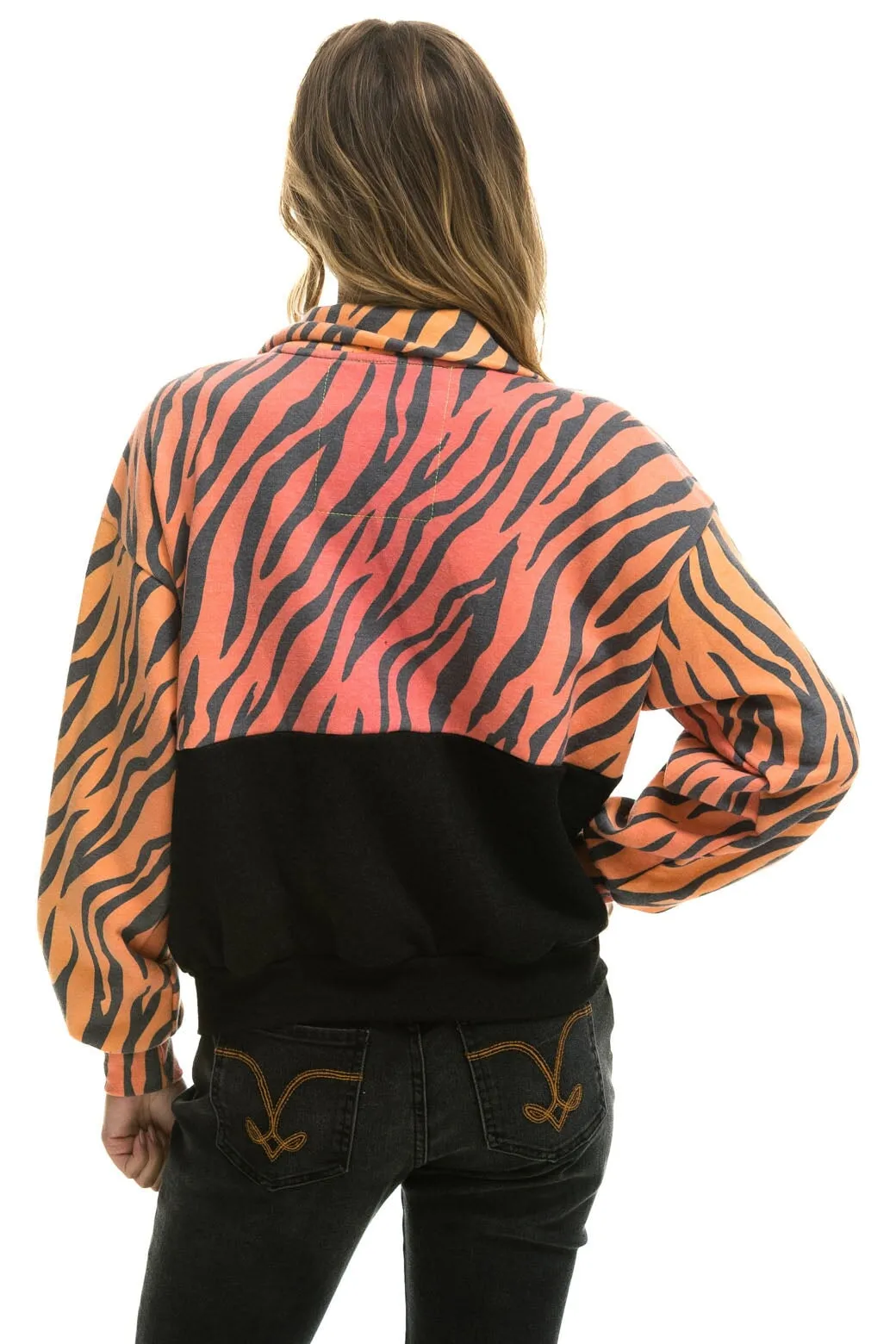 FLEECE UNISEX HALF ZIP COLOR BLOCK JACKET - TIGER