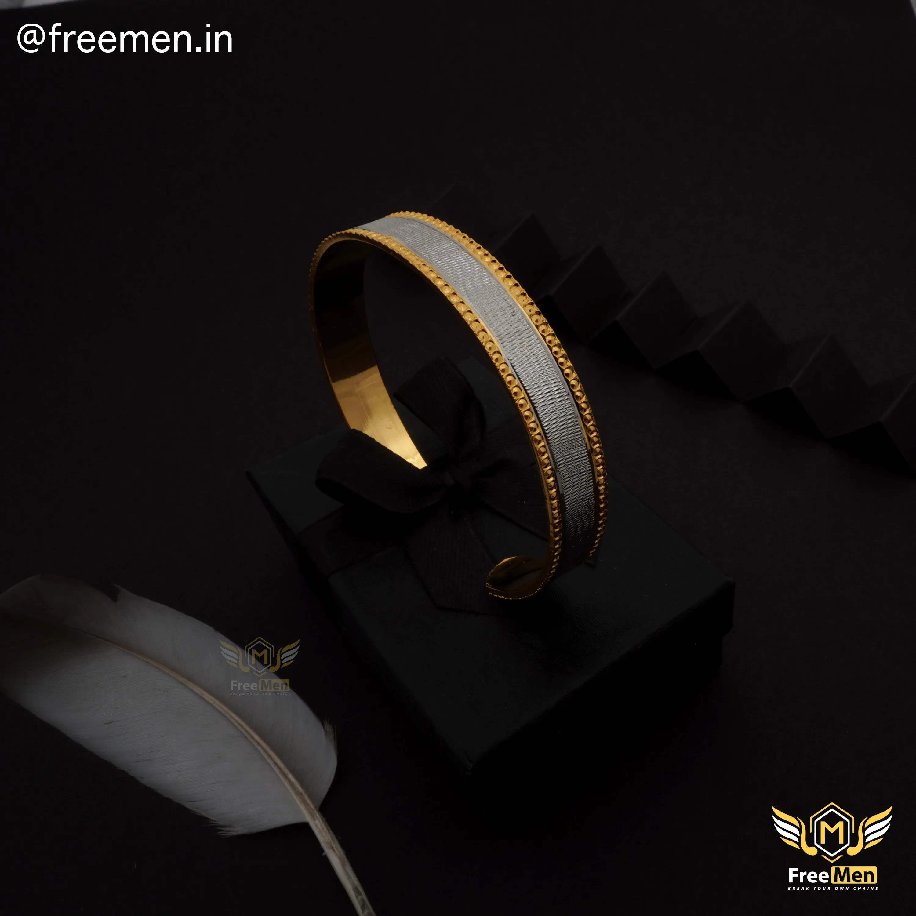 Freemen attractive Attention Golden & Silver Kada for Men - FM177