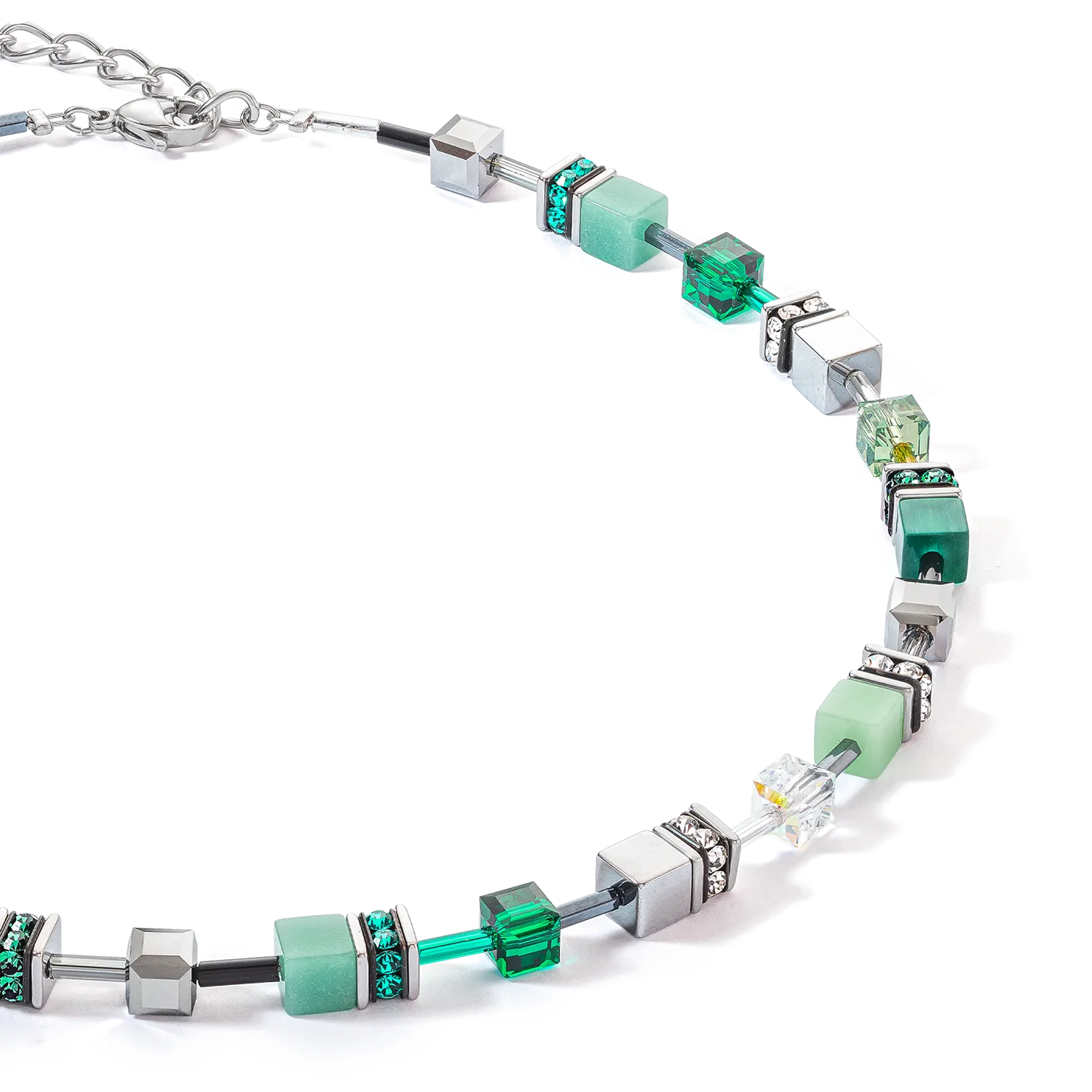 GeoCUBE® Iconic necklace silver-green