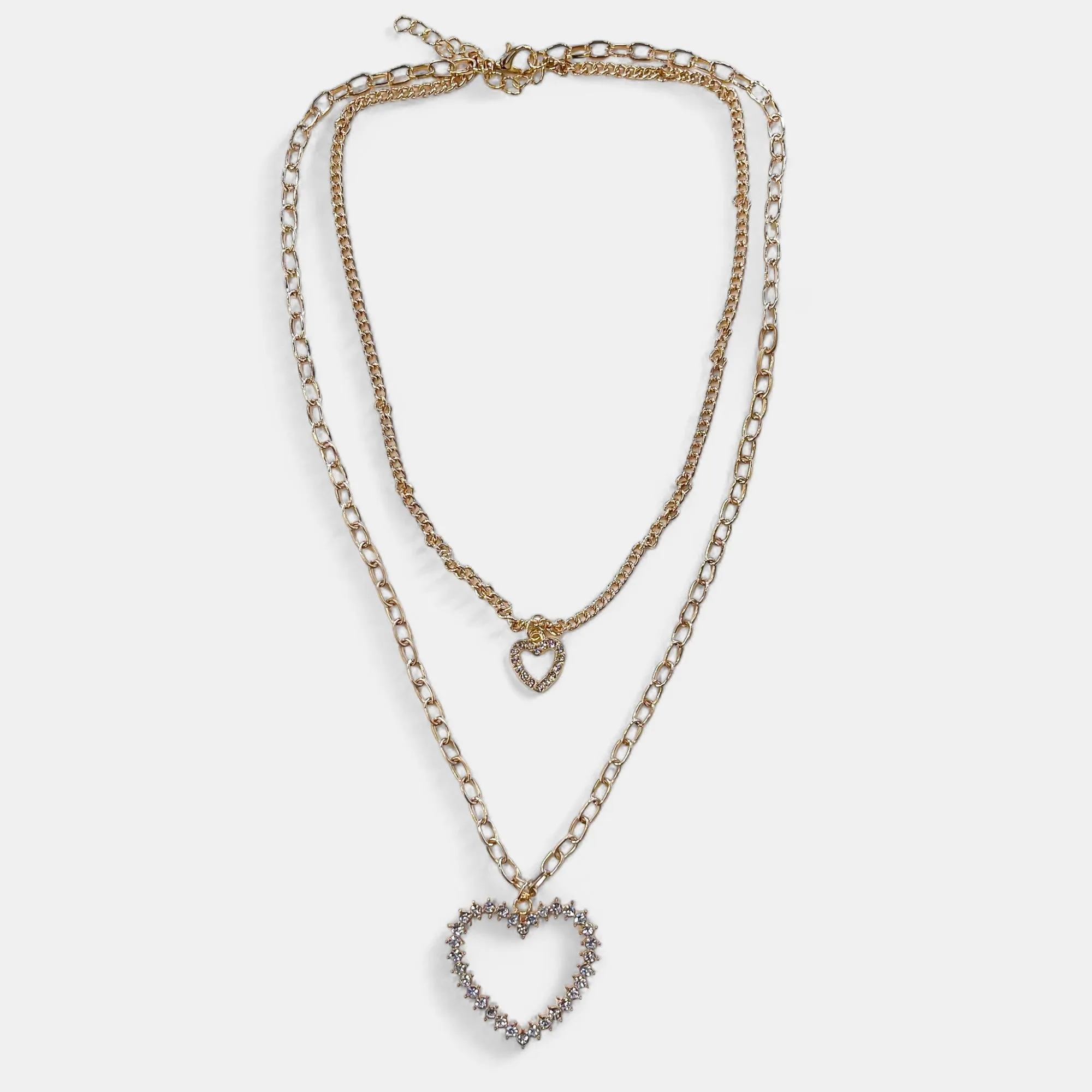 Gold Double Layer Heart Necklace