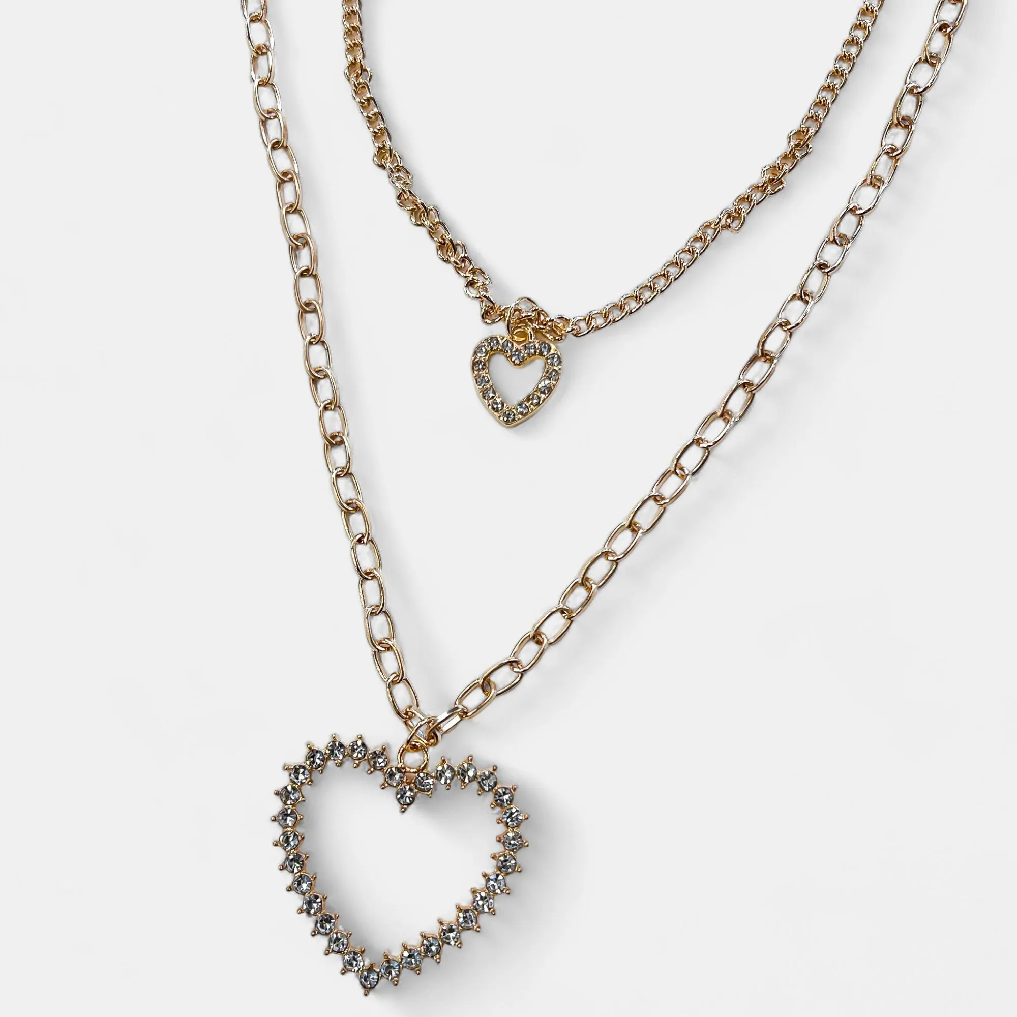 Gold Double Layer Heart Necklace