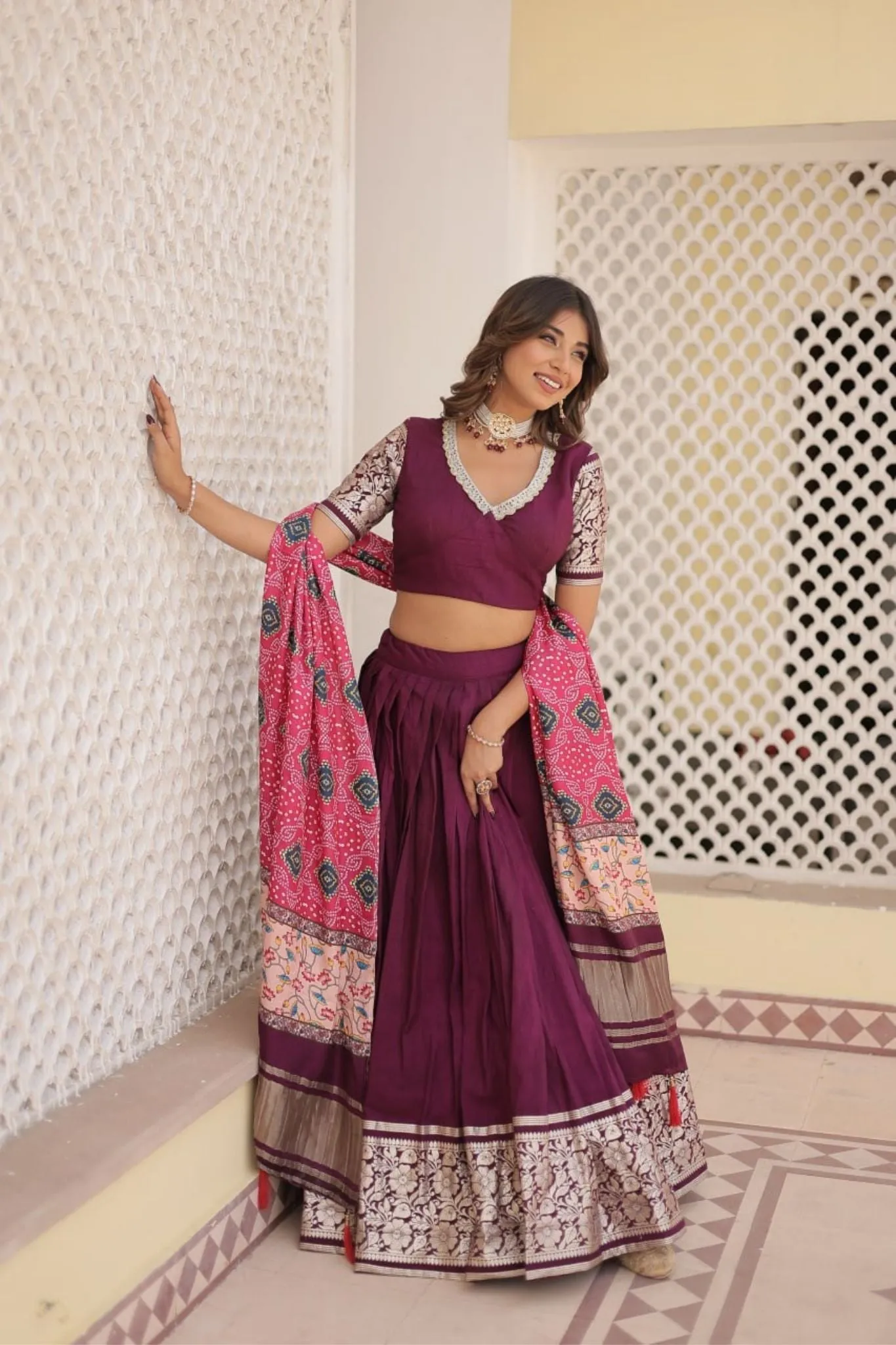 Graceful Viscose Lehenga Choli With Gajji Silk Dupatta Set