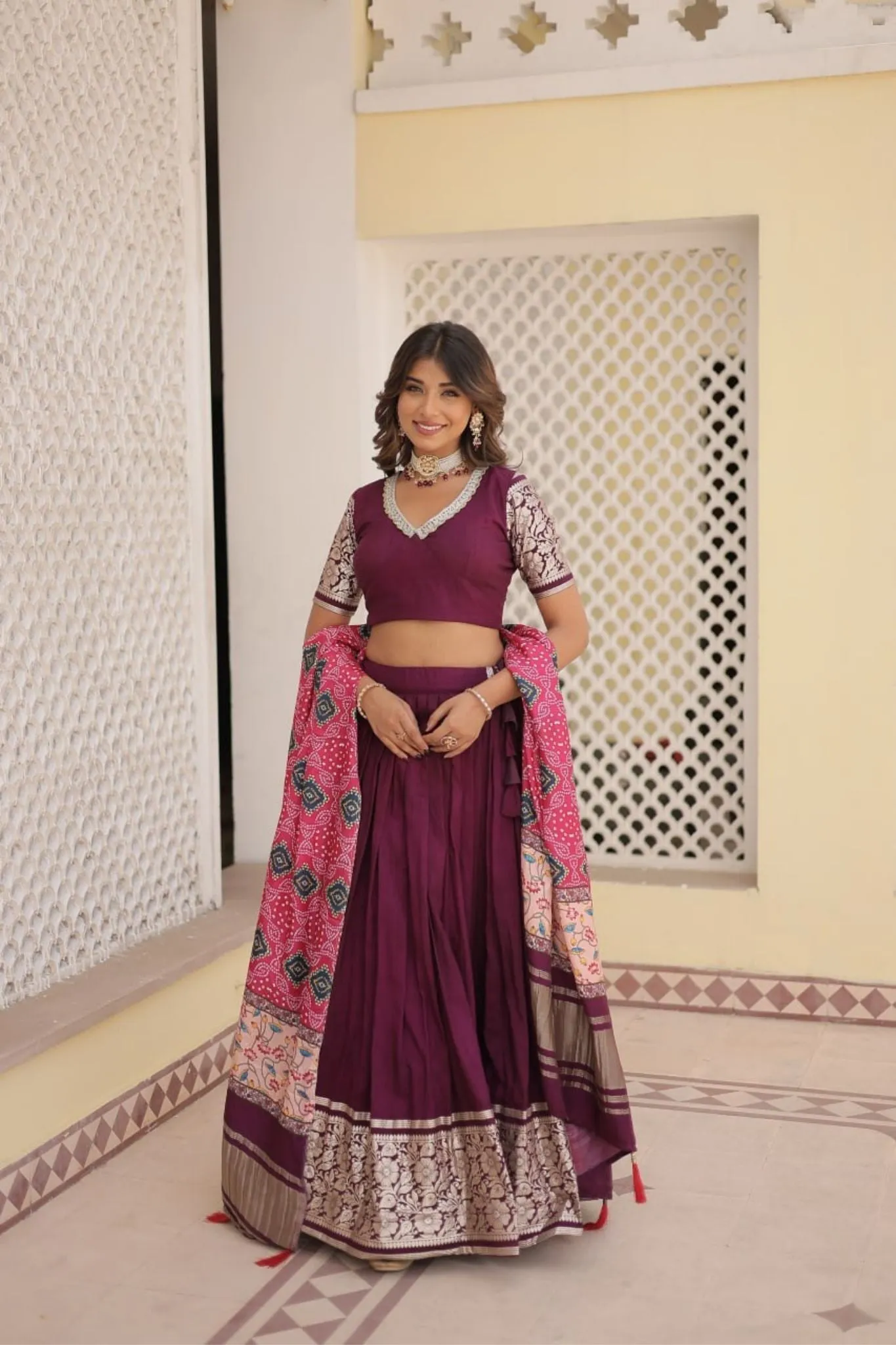 Graceful Viscose Lehenga Choli With Gajji Silk Dupatta Set