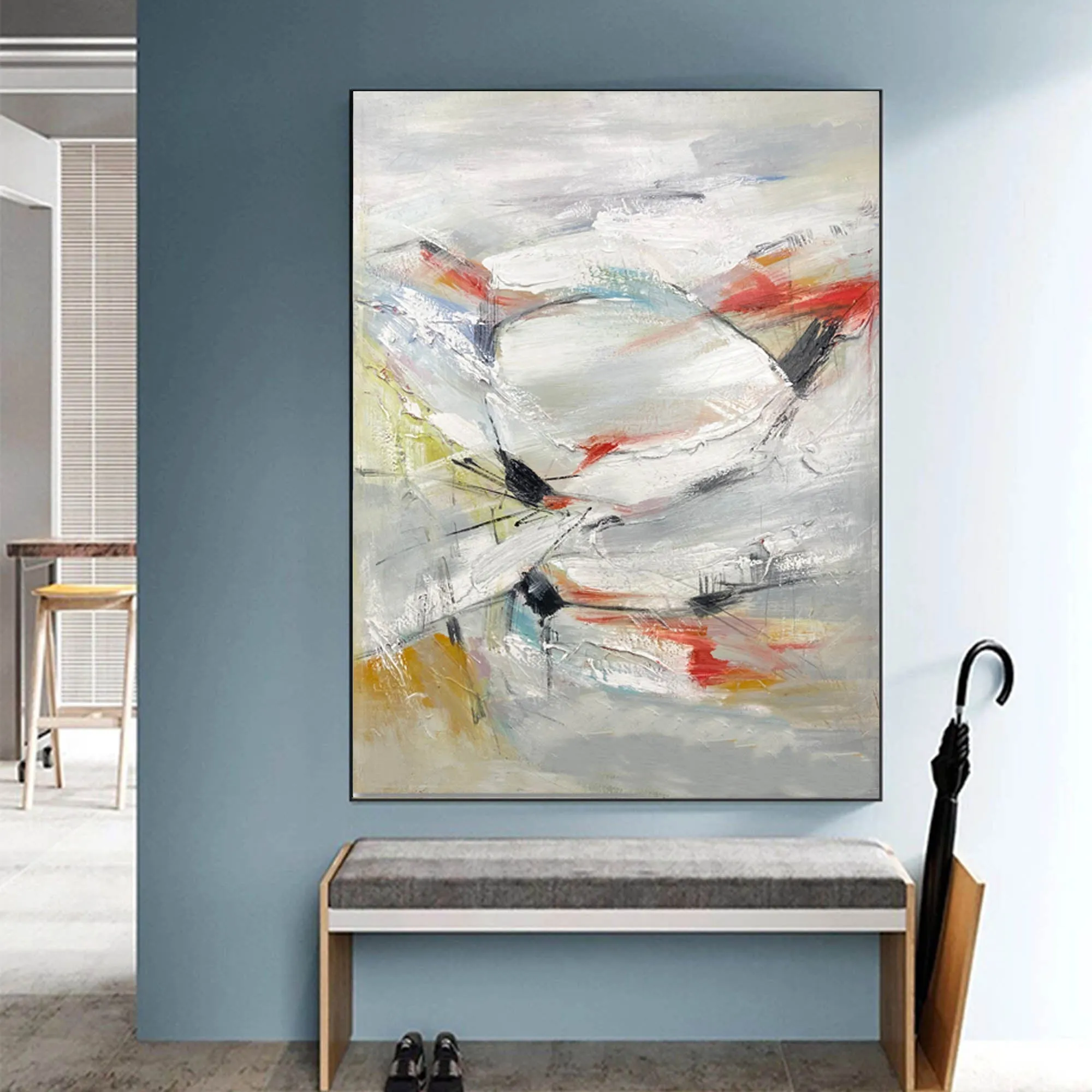 Gray Abstract Painting Oversized Modern Canvas Painting Sp071