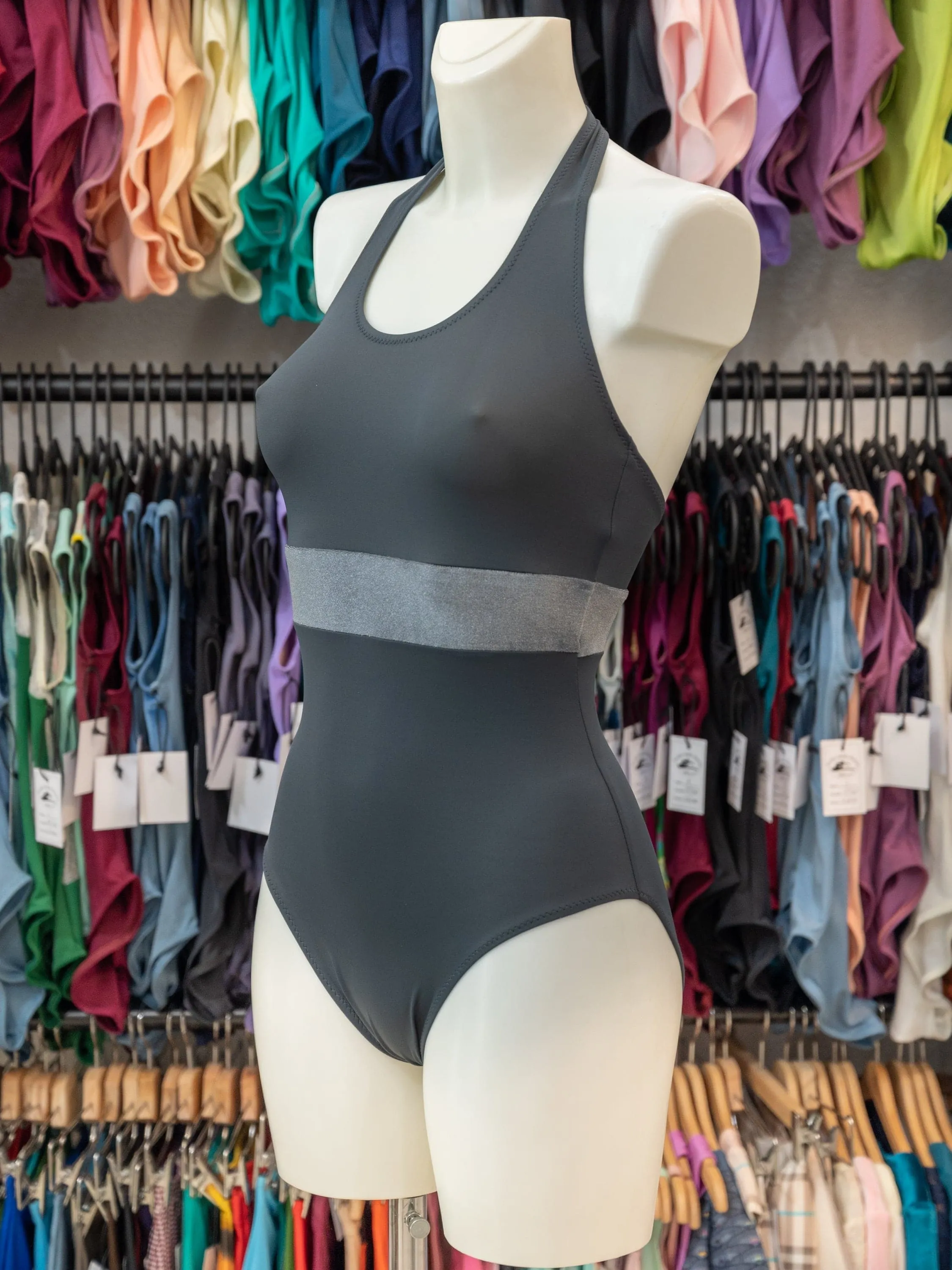 Gray Dance Halter Leotard MP219