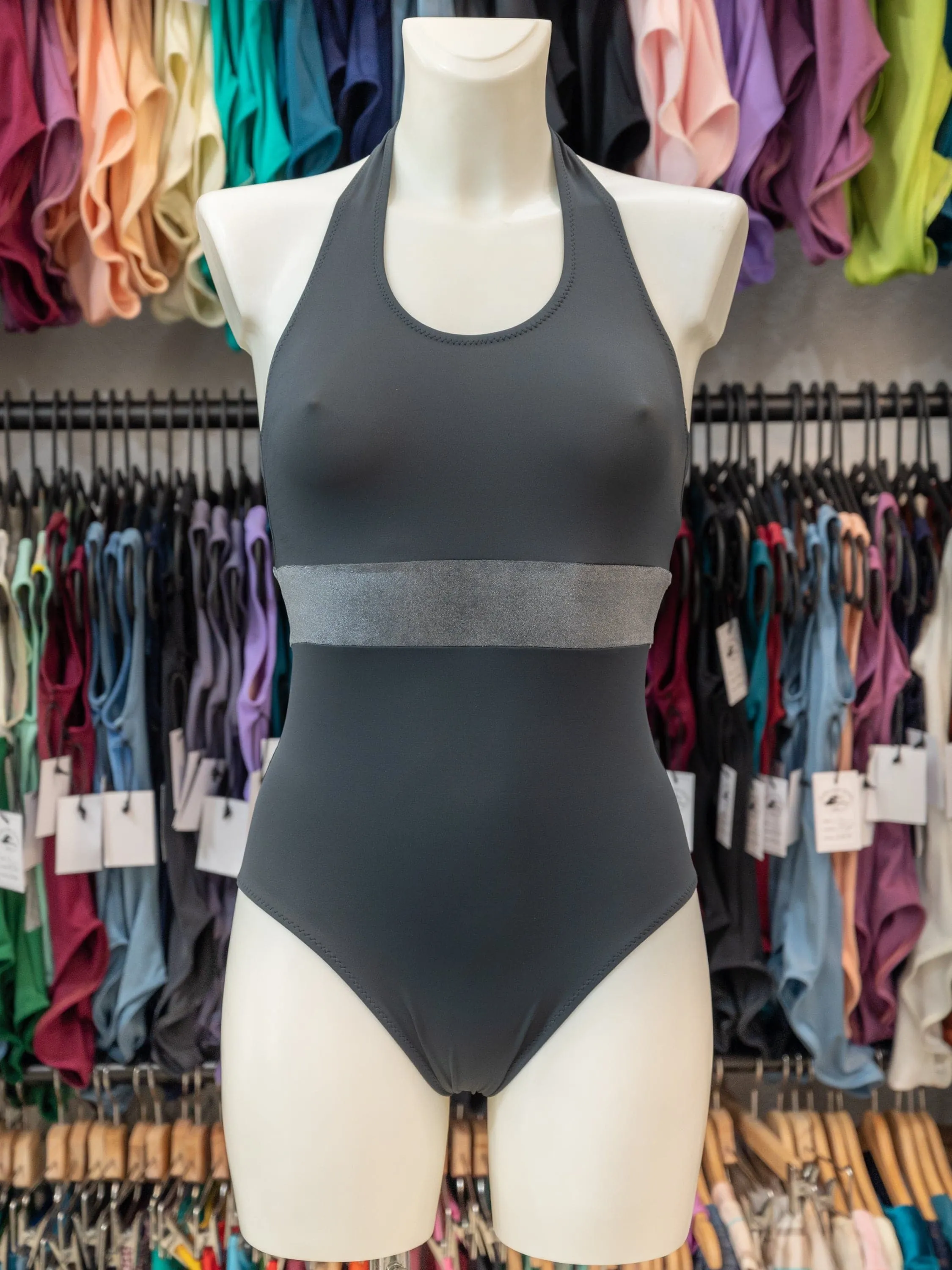 Gray Dance Halter Leotard MP219