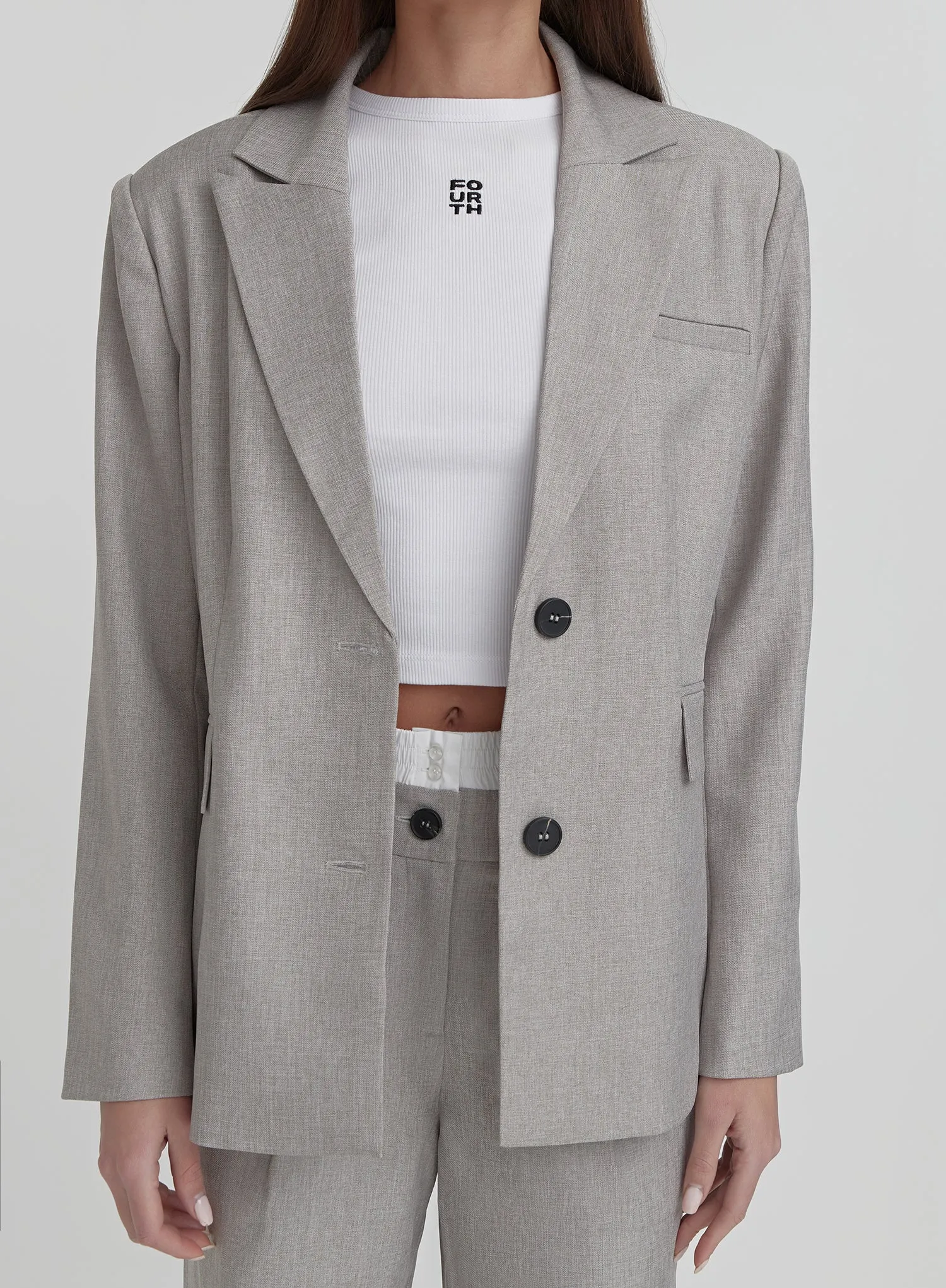 Grey PVE Tailored Oversized Blazer- Taylor