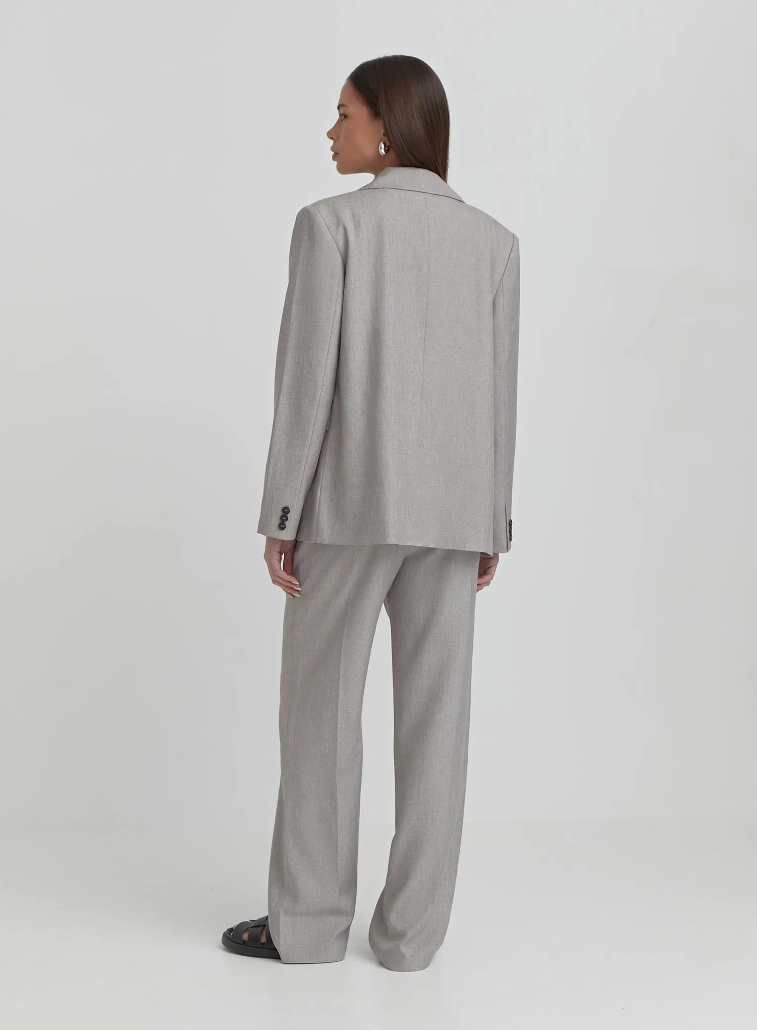 Grey PVE Tailored Oversized Blazer- Taylor