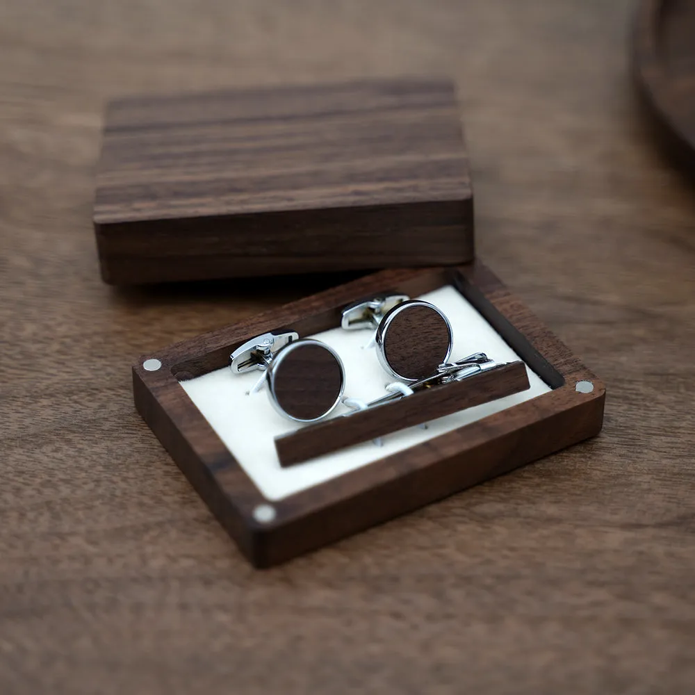 Groomsmen Customized Wood Cufflink & Tie Bar Set