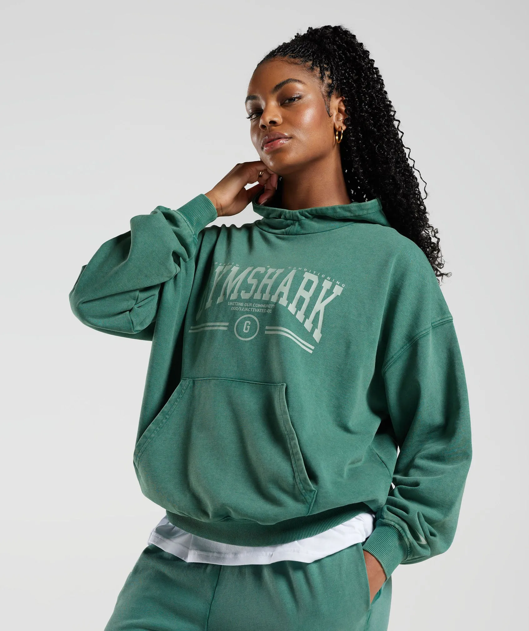 Gymshark Collegiate Oversized Hoodie - Ink Teal