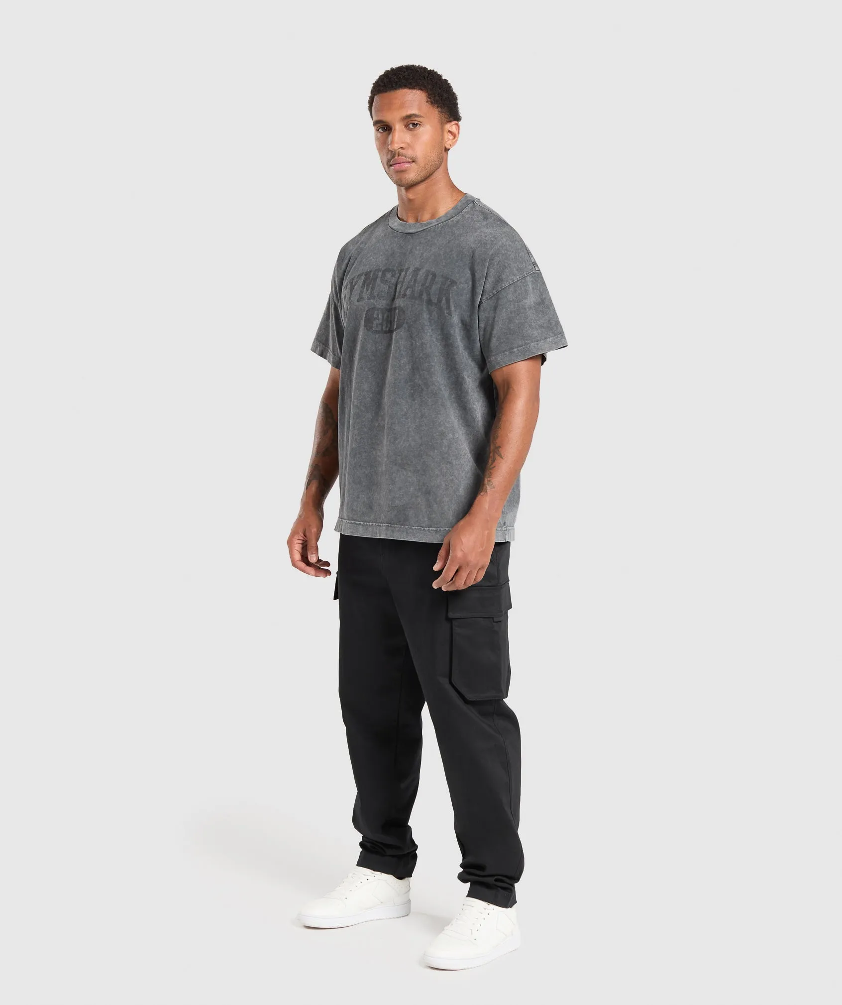 Gymshark Collegiate Shadow Washed T-Shirt - Asphalt Grey