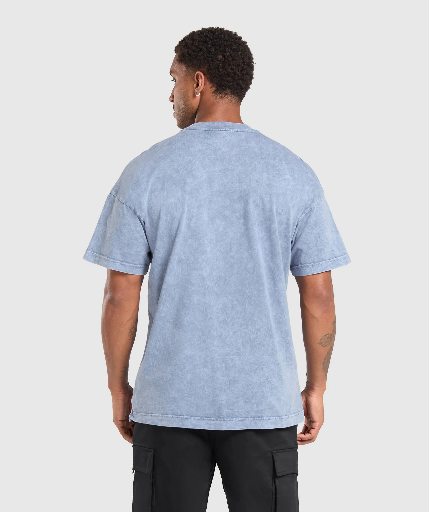 Gymshark Collegiate Shadow Washed T-Shirt - Faded Blue