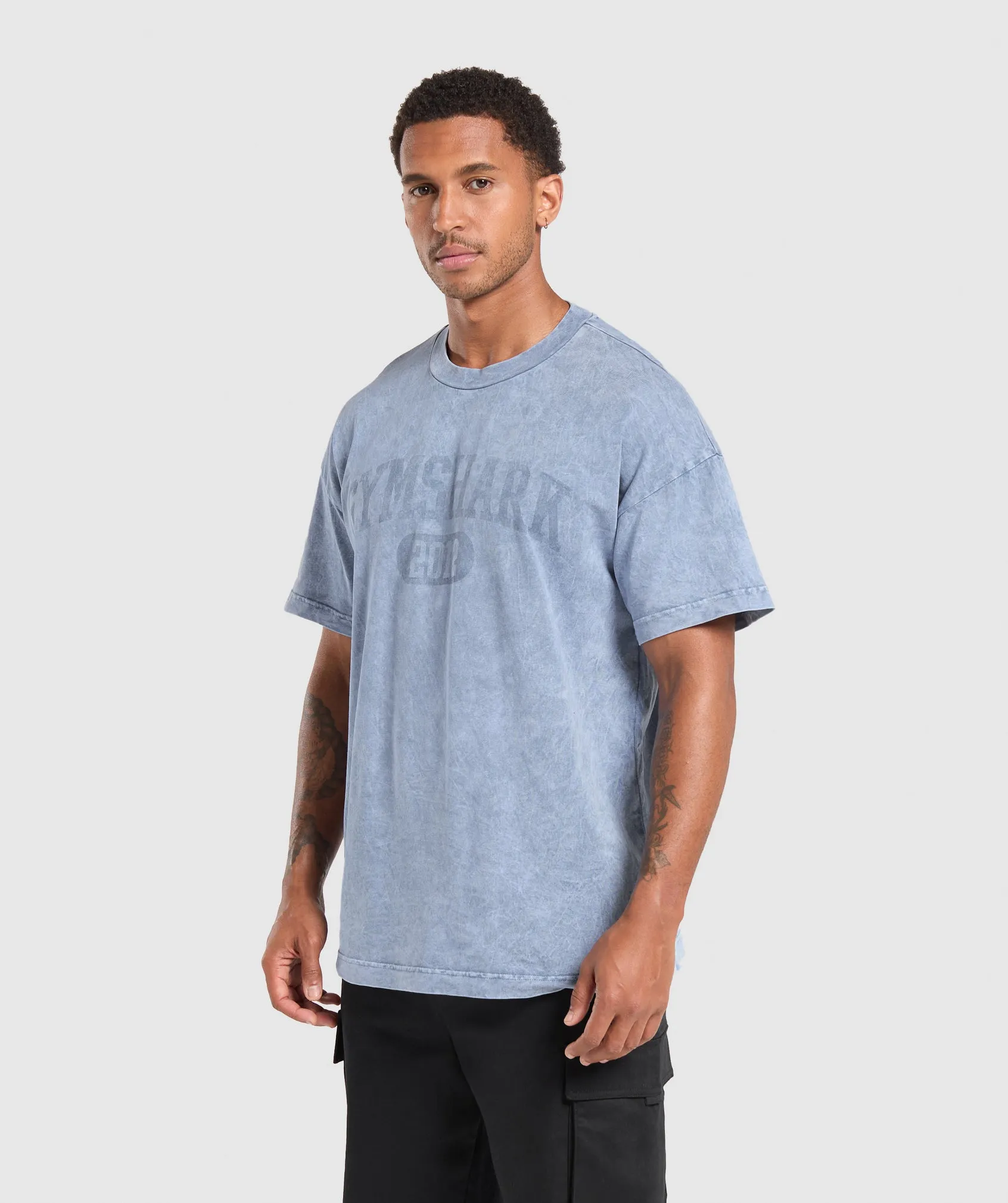 Gymshark Collegiate Shadow Washed T-Shirt - Faded Blue