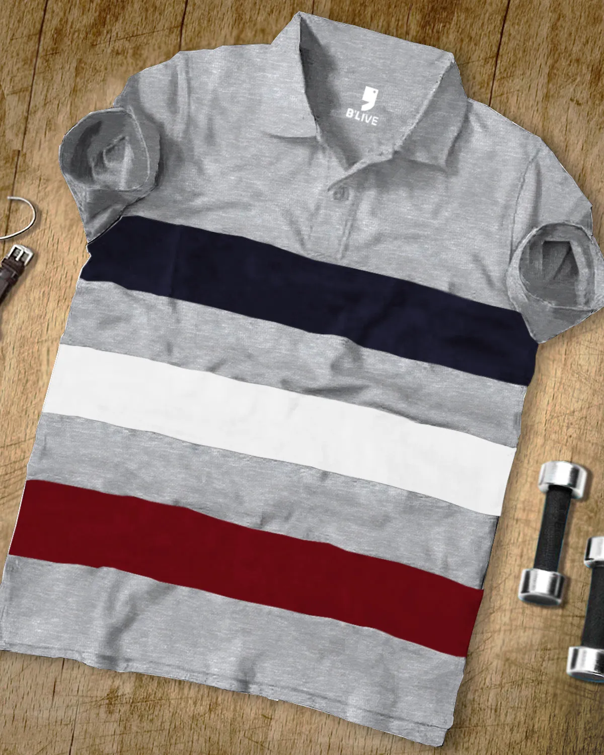 Half Sleeve Multi colour Grey Polo T-Shirt