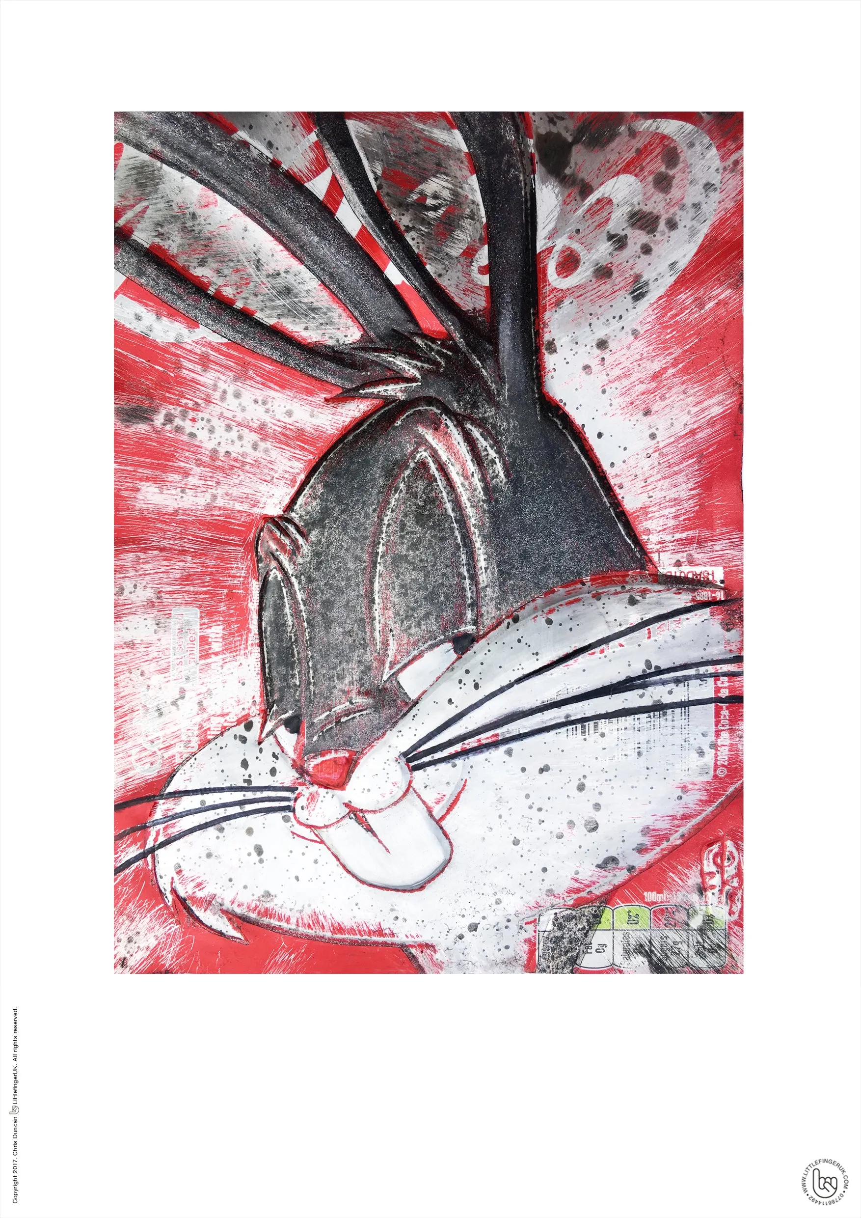 Hand Signed PRINT by Chris Duncan, BUGS BUNNY on Coke Can