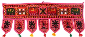 Handmade Indian Door Decor Toran Window Valance Decoration (Pink, 34 x 13  inches)