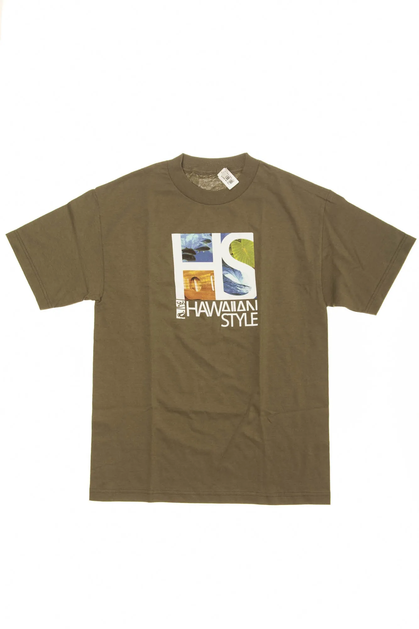 Hawaiian Style - Olive Green Short Sleeve Graphic T Shirt