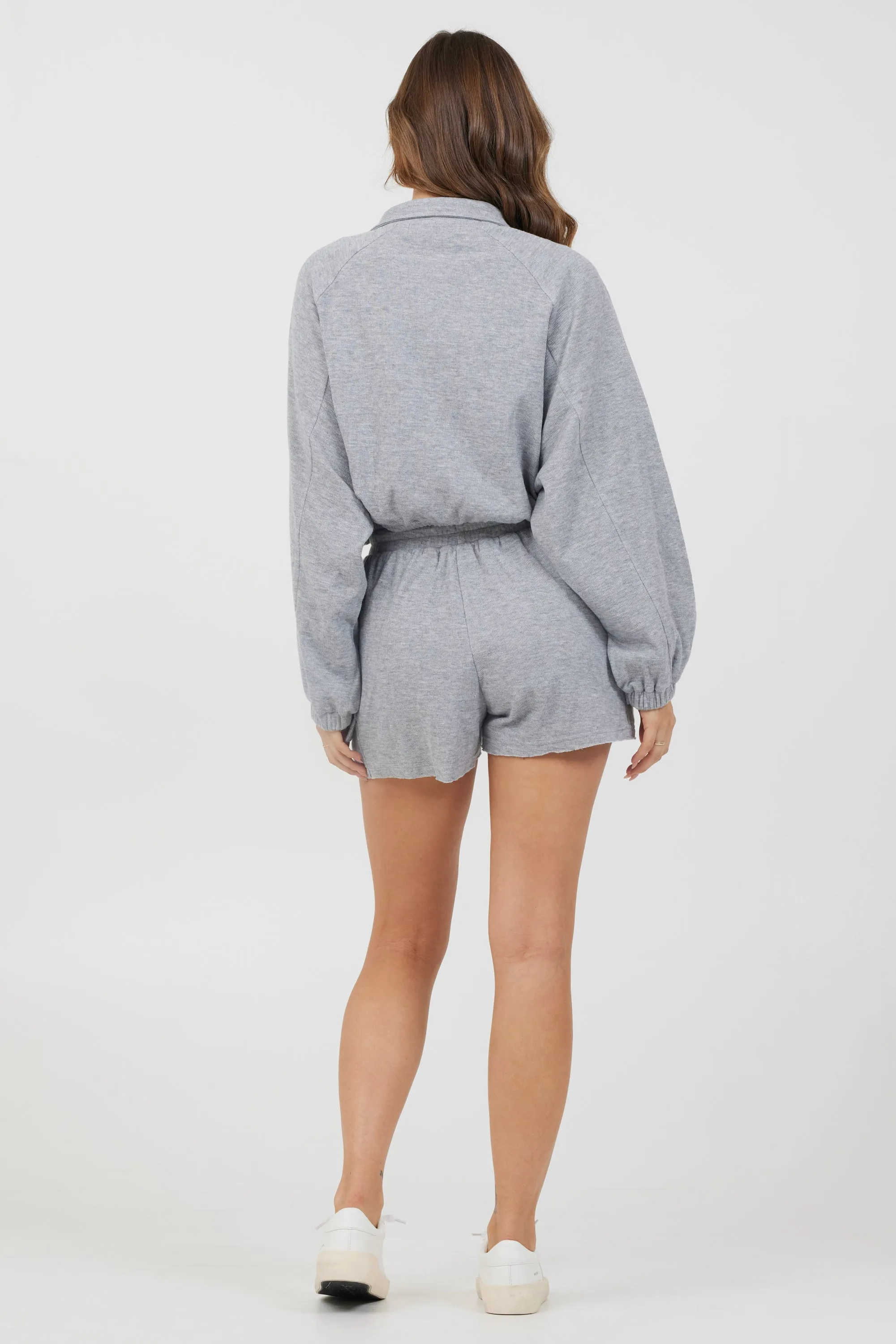 Heather Grey Bounded Textured Jersey Shorts