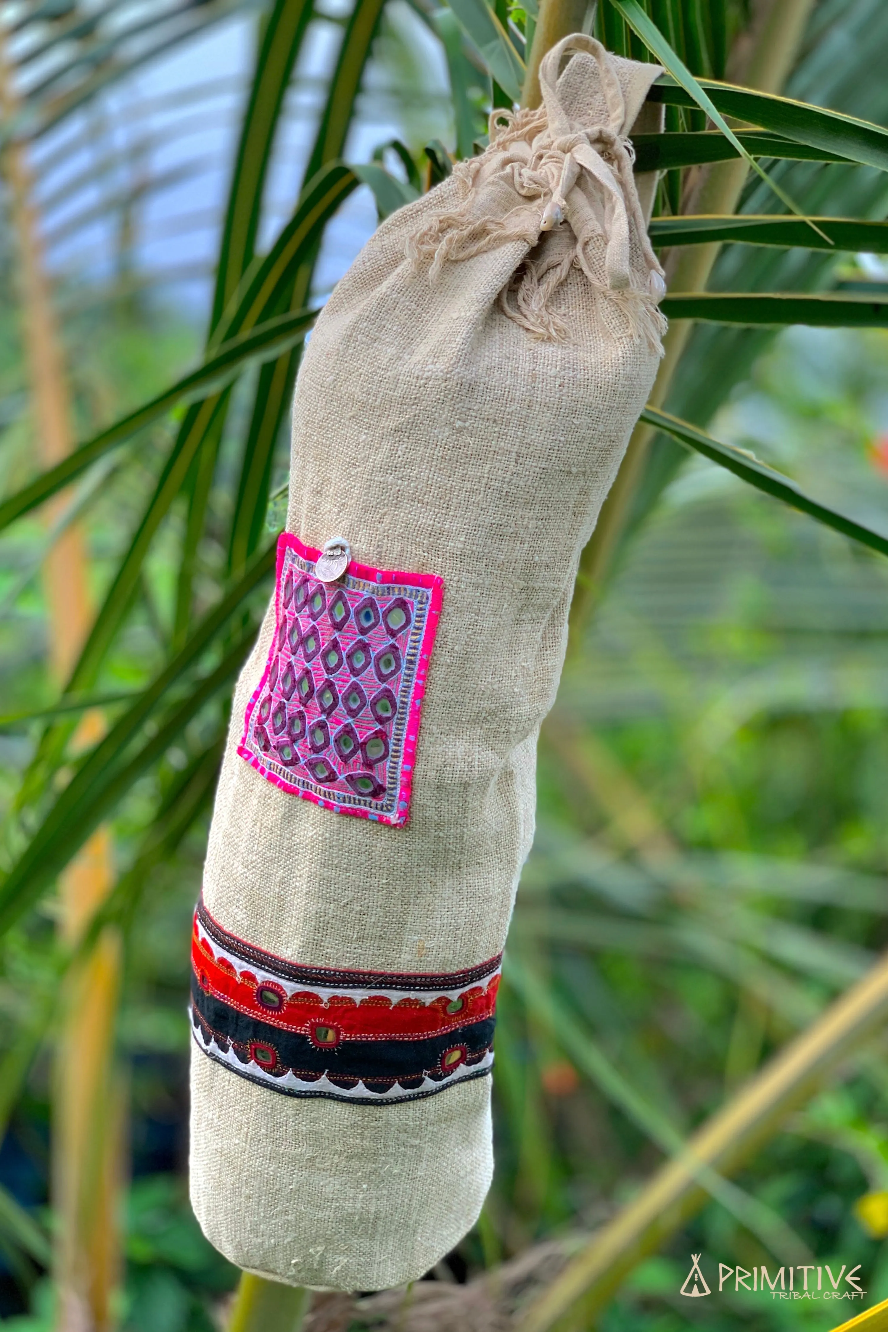 Hemp Yoga Mat Bag ⫸ Banjara Patches & Traditional Hand Embroidery