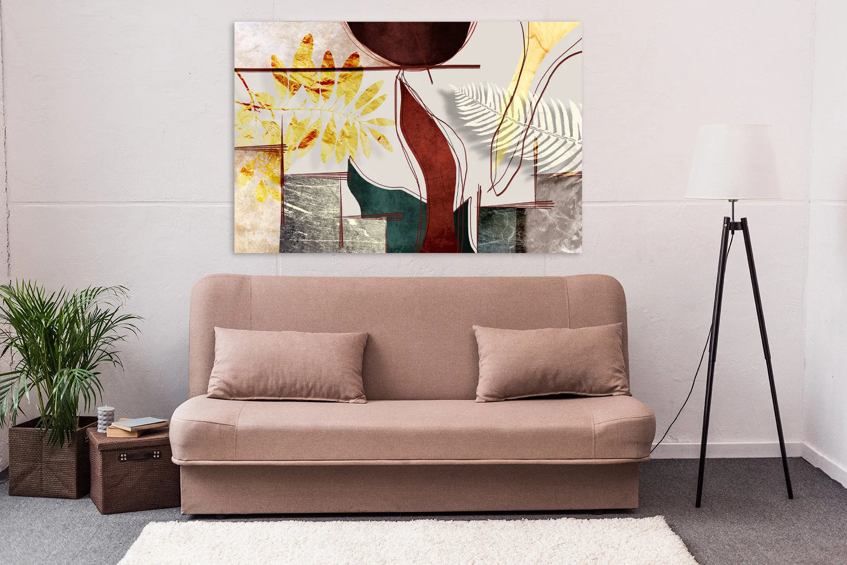 Herb prints modern abstract wall art paintings on canvas Leaves wall art Geometric wall art