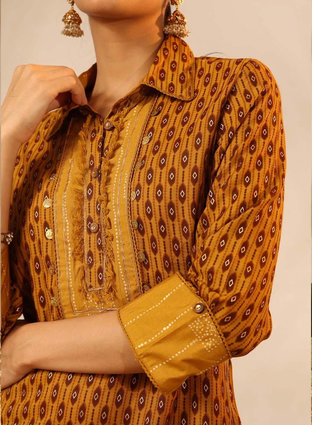 Honey Yellow Collared Straight Kurta