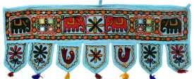 India Wall Door Hanging Toran Indian Tapestry Home Decor (Blue, 34 x 13 inches)