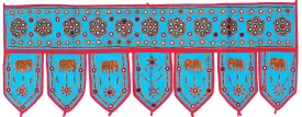 Indian Door Decoration Toran Window Valance Handmade (Blue, 38 x 13.5 inches)