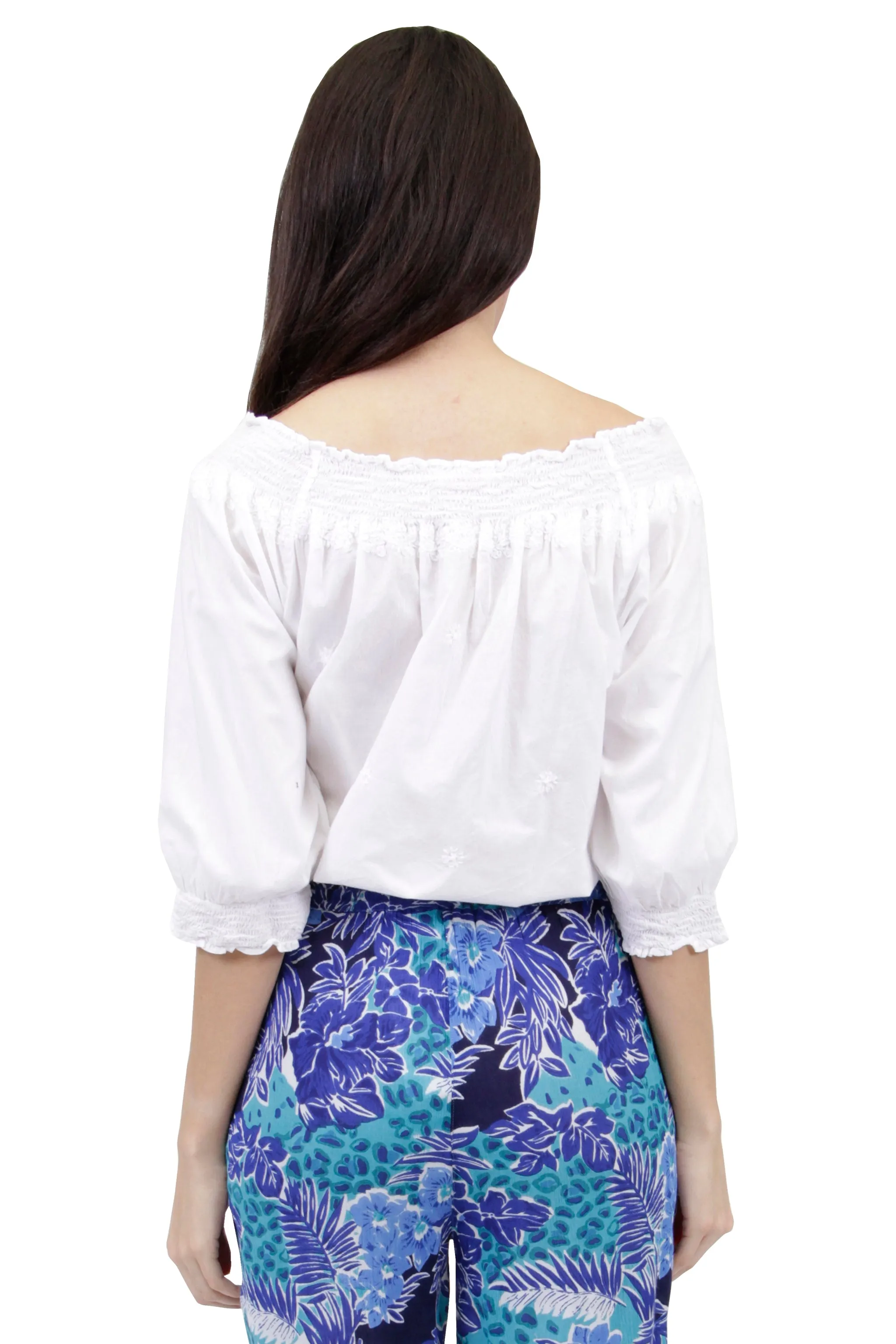 La Cera Embroidered Peasant Blouse