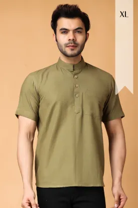 Mellow Olive Linen Short Kurta