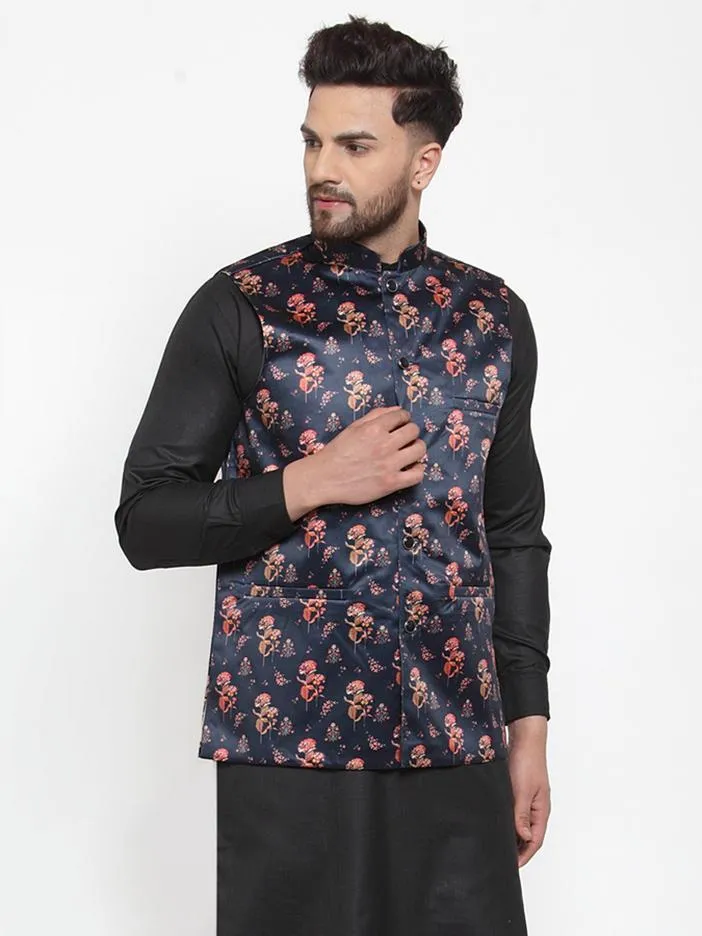 Men Purple Satin Nehru Jacket by Virat Fashions (1pc)