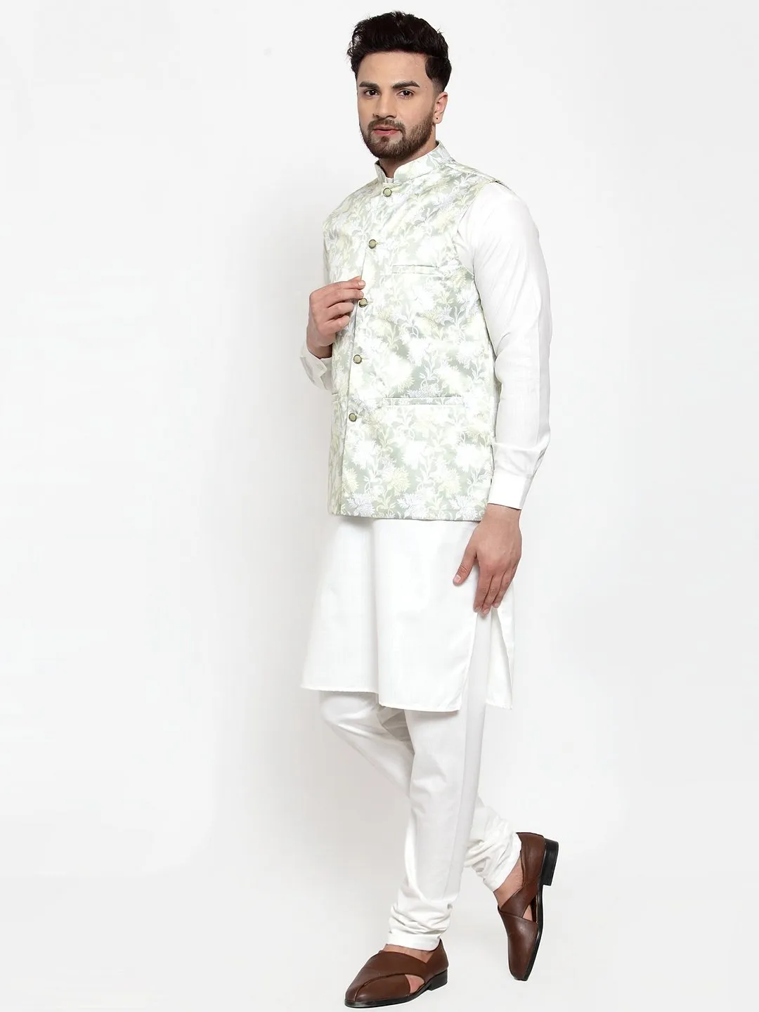 Men Purple Satin Nehru Jacket by Virat Fashions (1pc)