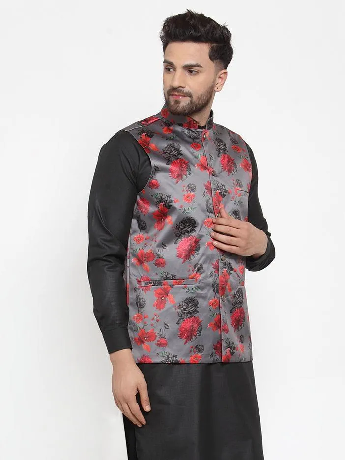 Men Purple Satin Nehru Jacket by Virat Fashions (1pc)