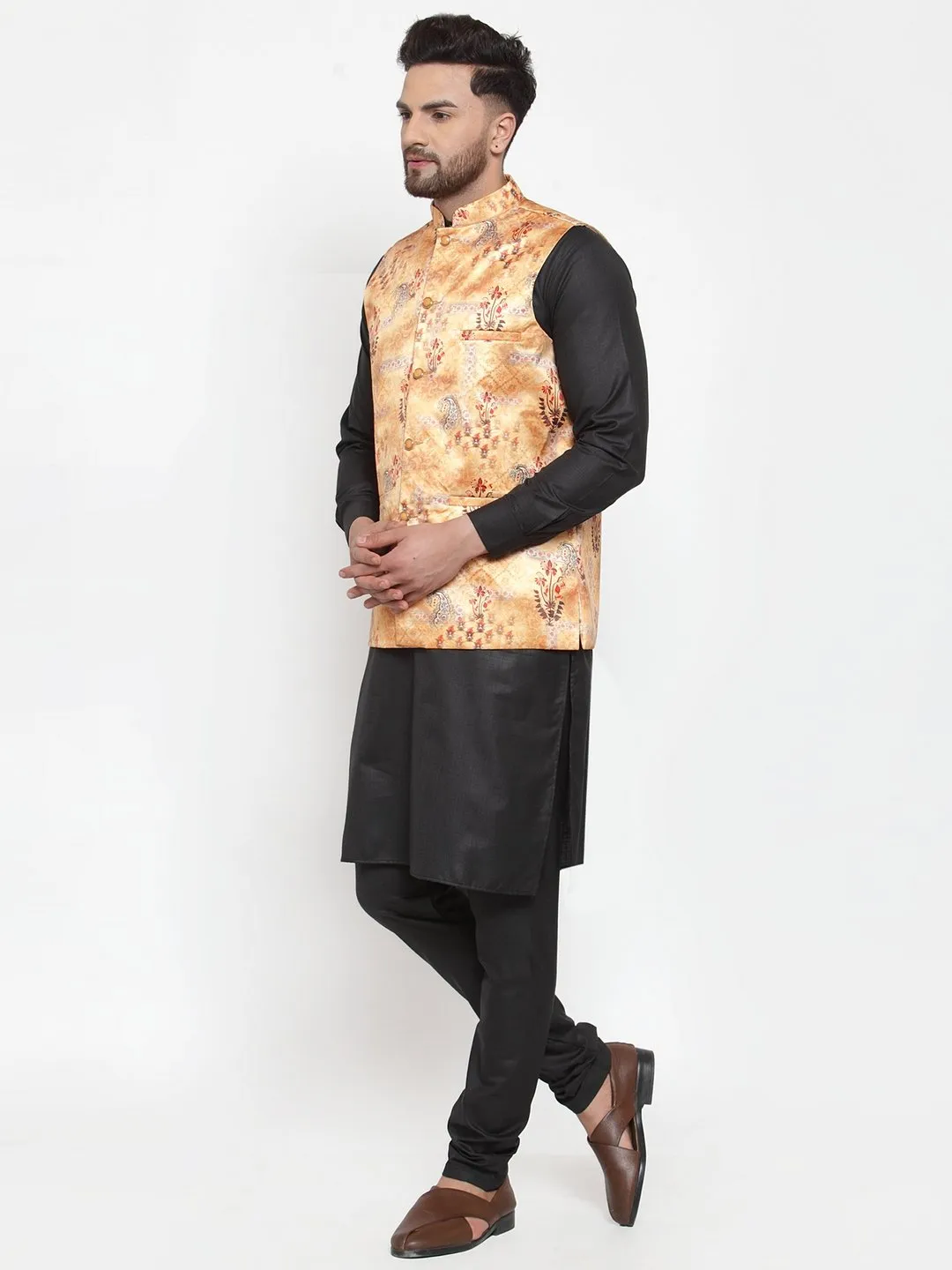 Men Purple Satin Nehru Jacket by Virat Fashions (1pc)