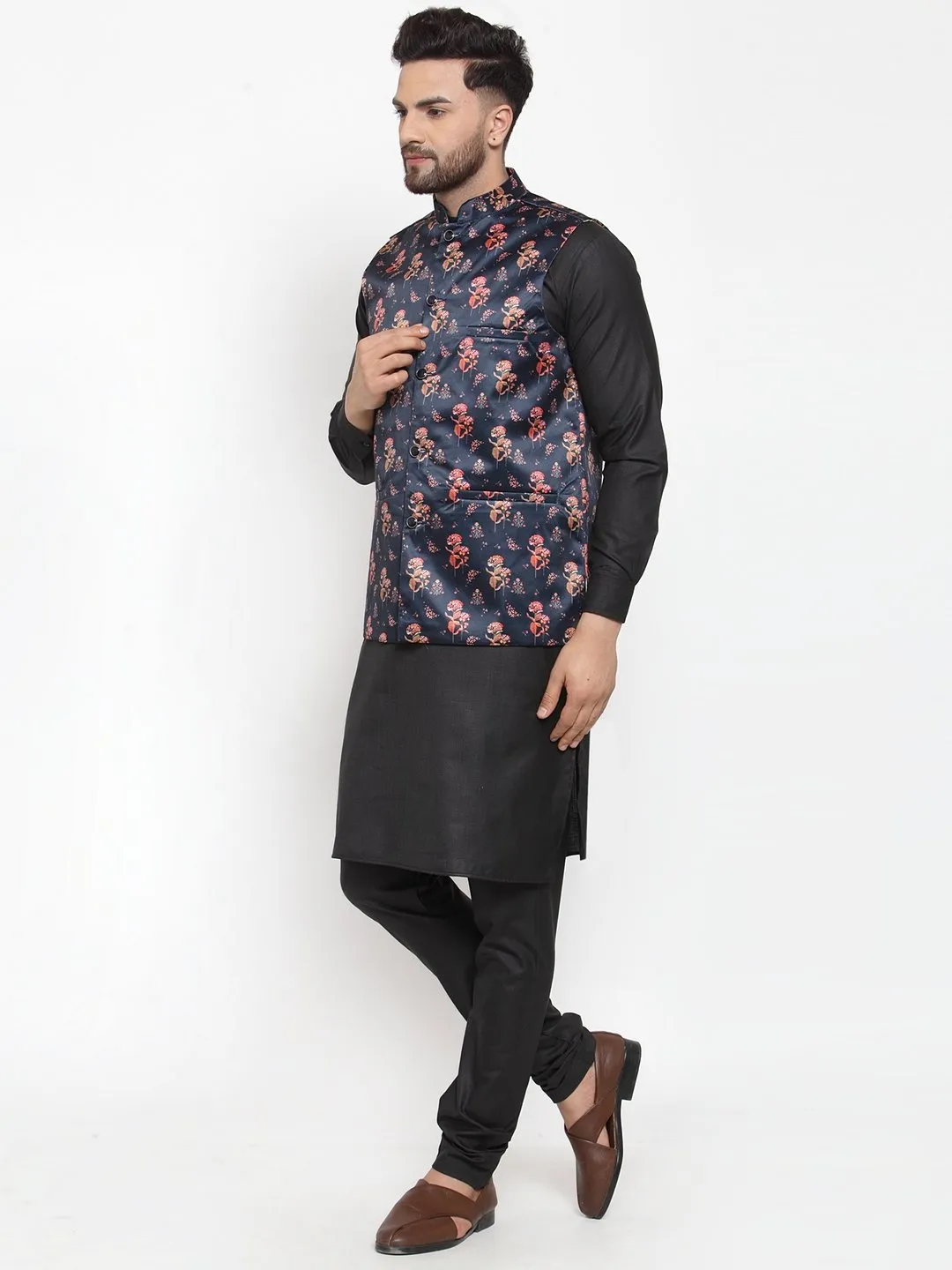 Men Purple Satin Nehru Jacket by Virat Fashions (1pc)