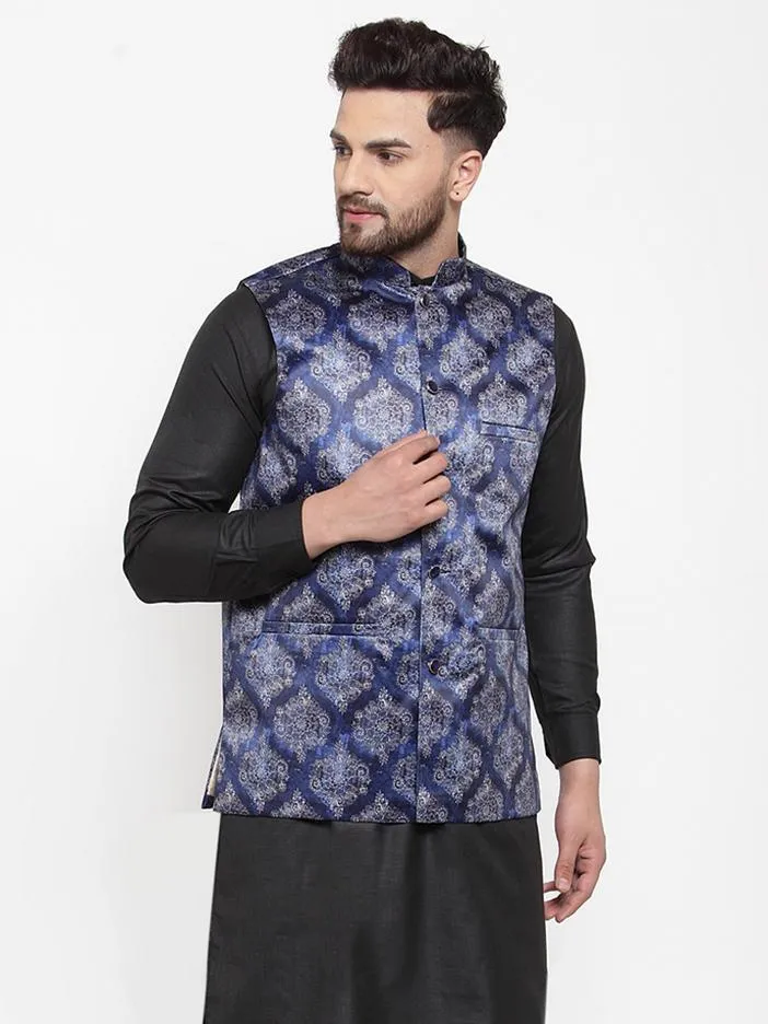 Men Purple Satin Nehru Jacket by Virat Fashions (1pc)