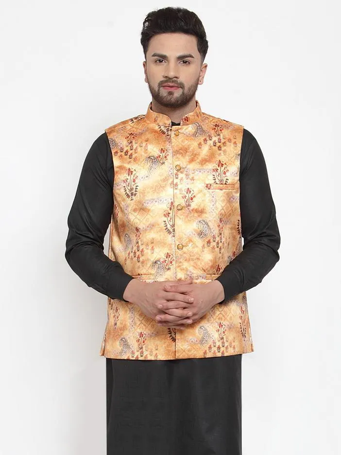 Men Purple Satin Nehru Jacket by Virat Fashions (1pc)