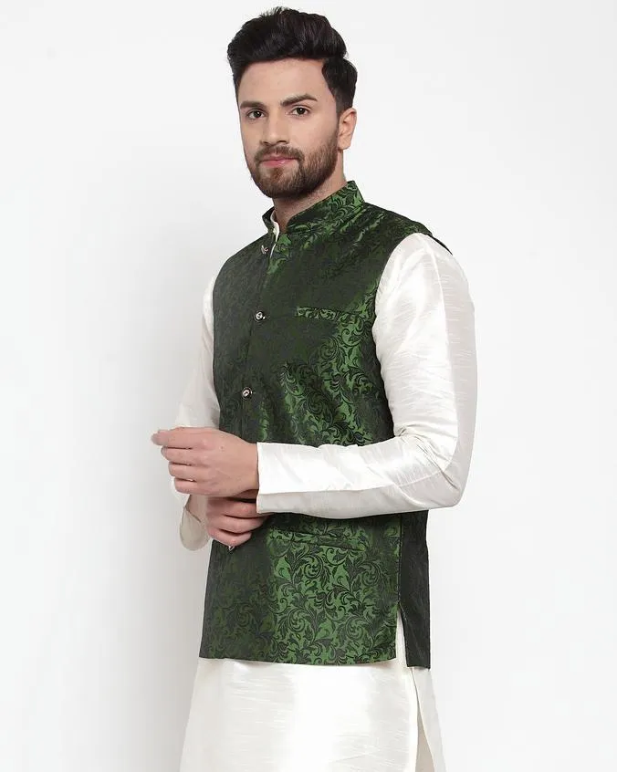 Men Woven Design Nehru Jacket by Virat Fashions (1 Pc Set)