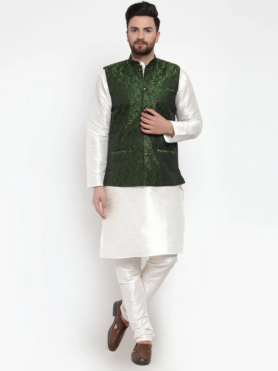 Men Woven Design Nehru Jacket by Virat Fashions (1 Pc Set)