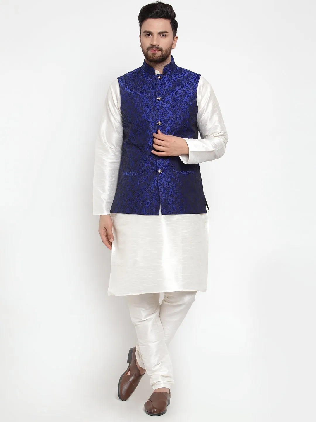 Men Woven Design Nehru Jacket by Virat Fashions (1 Pc Set)