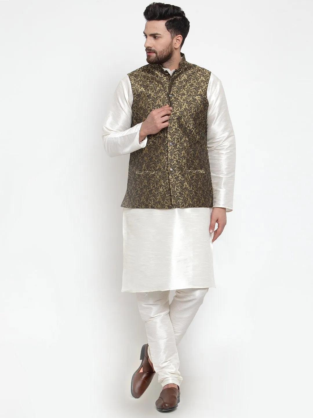 Men Woven Design Nehru Jacket by Virat Fashions (1 Pc Set)