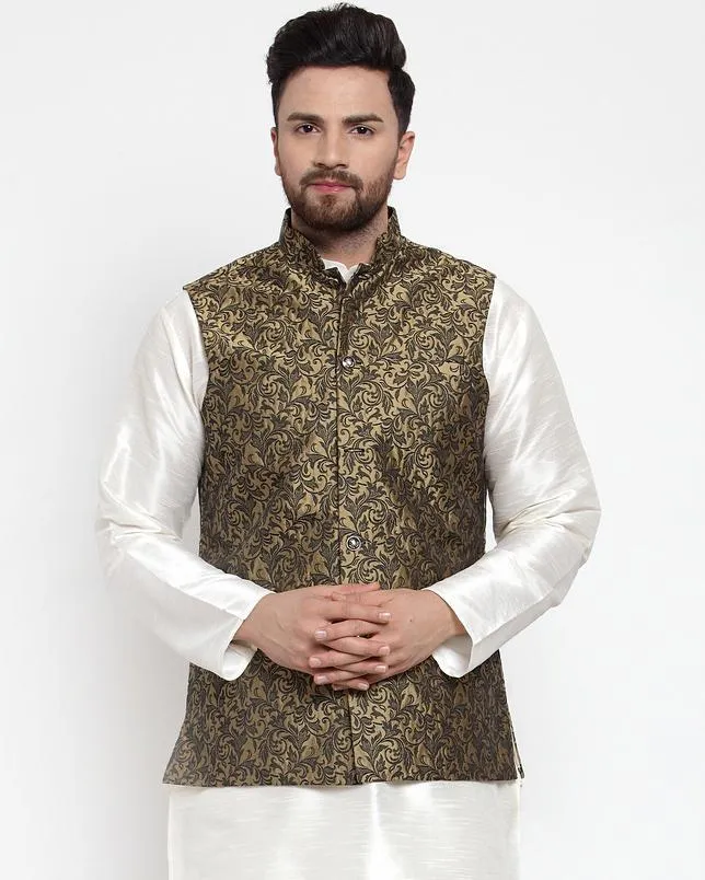 Men Woven Design Nehru Jacket by Virat Fashions (1 Pc Set)