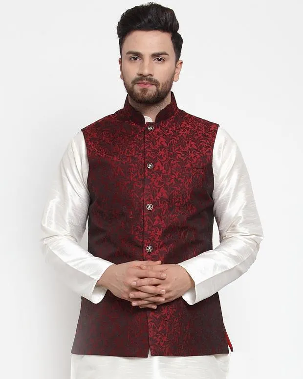 Men Woven Design Nehru Jacket by Virat Fashions (1 Pc Set)