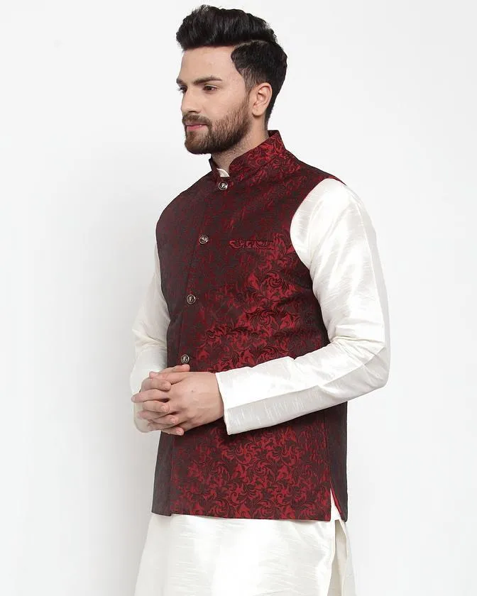 Men Woven Design Nehru Jacket by Virat Fashions (1 Pc Set)